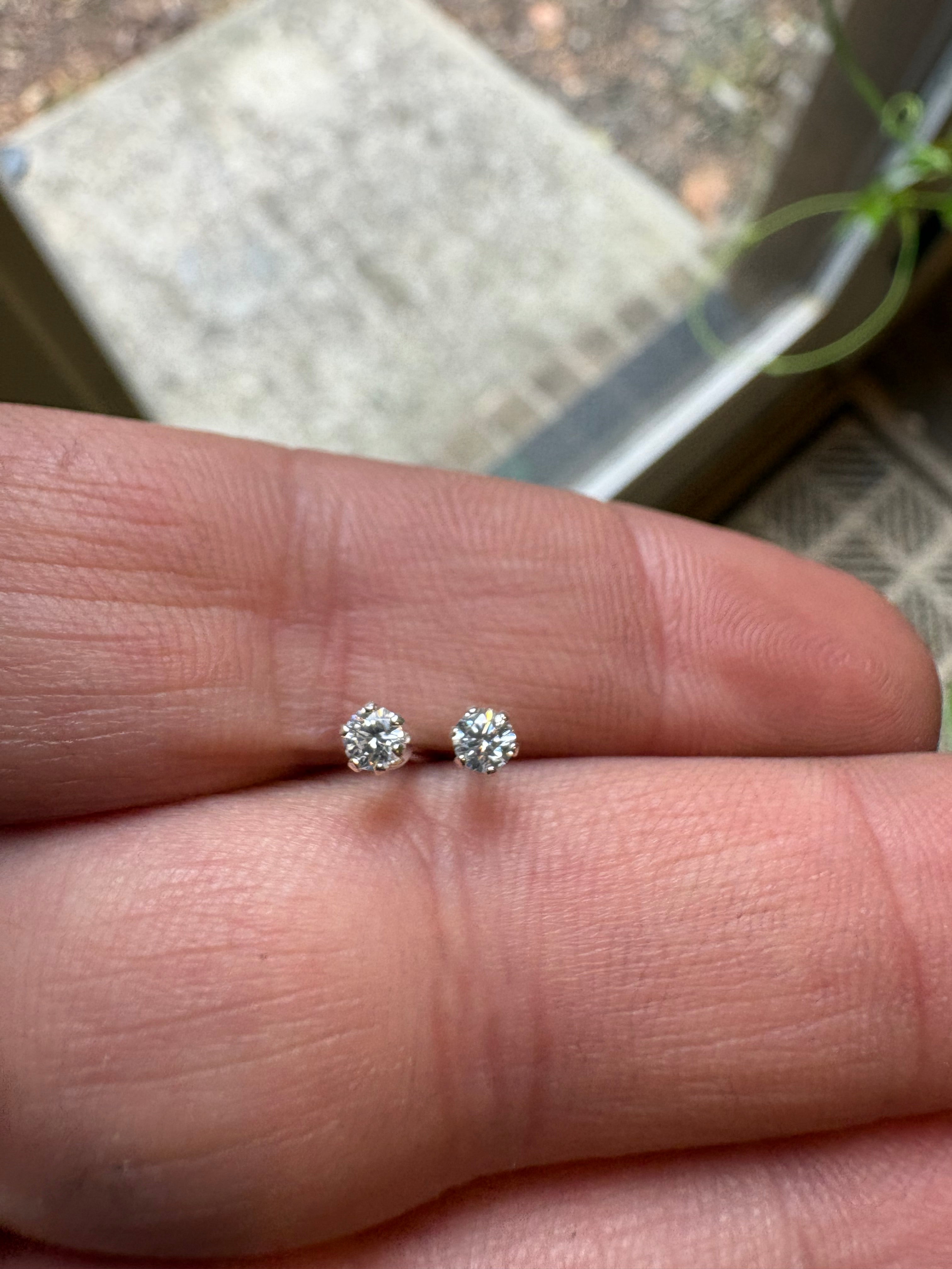 .25 CTW Lab Grown Diamond Stud Earrings – 3mm Round | E Color VVS2 | 925 Sterling Silver