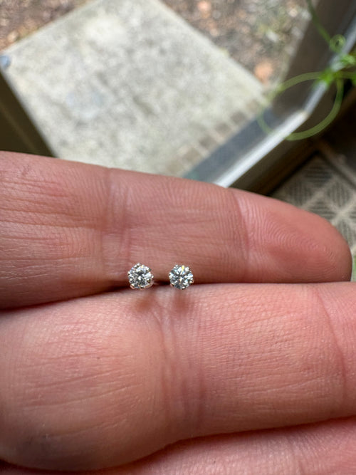 .25 CTW Lab Grown Diamond Stud Earrings – 3mm Round | E Color VVS2 | 925 Sterling Silver