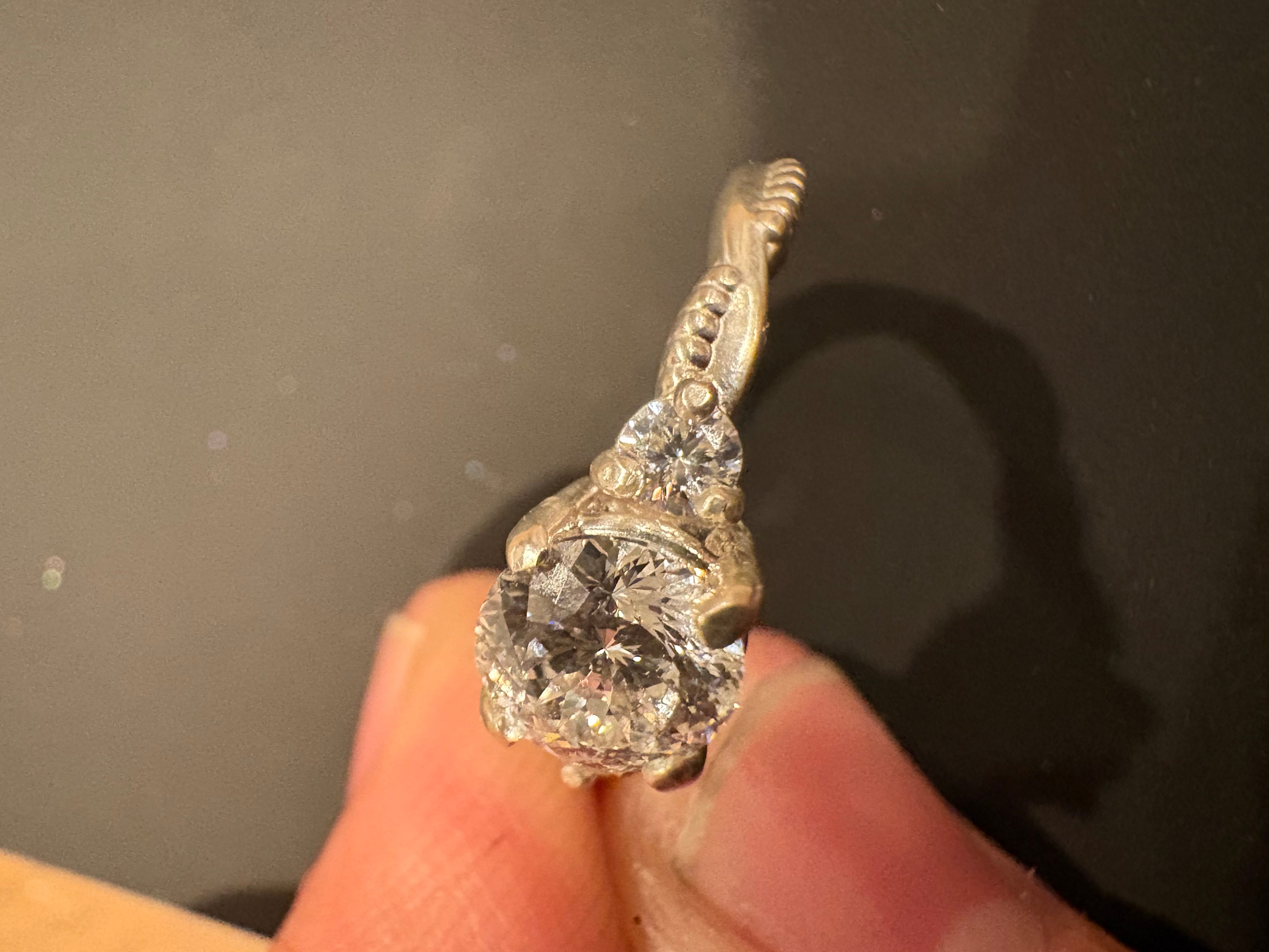 1.1ct IGI Certified Portuguese Cut Diamond Ring | 3-Stone Design in Sterling Silver