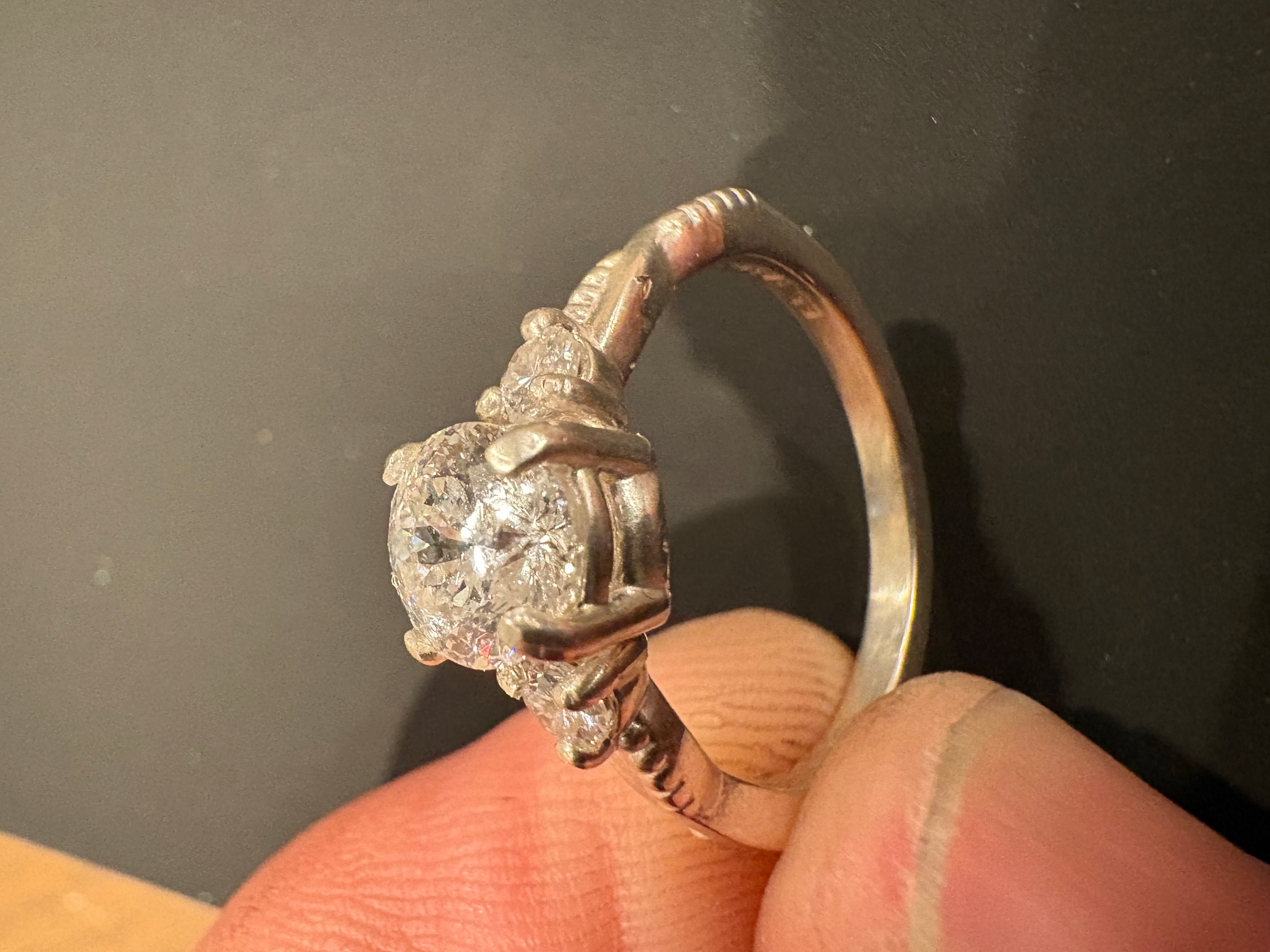 1.1ct IGI Certified Portuguese Cut Diamond Ring | 3-Stone Design in Sterling Silver