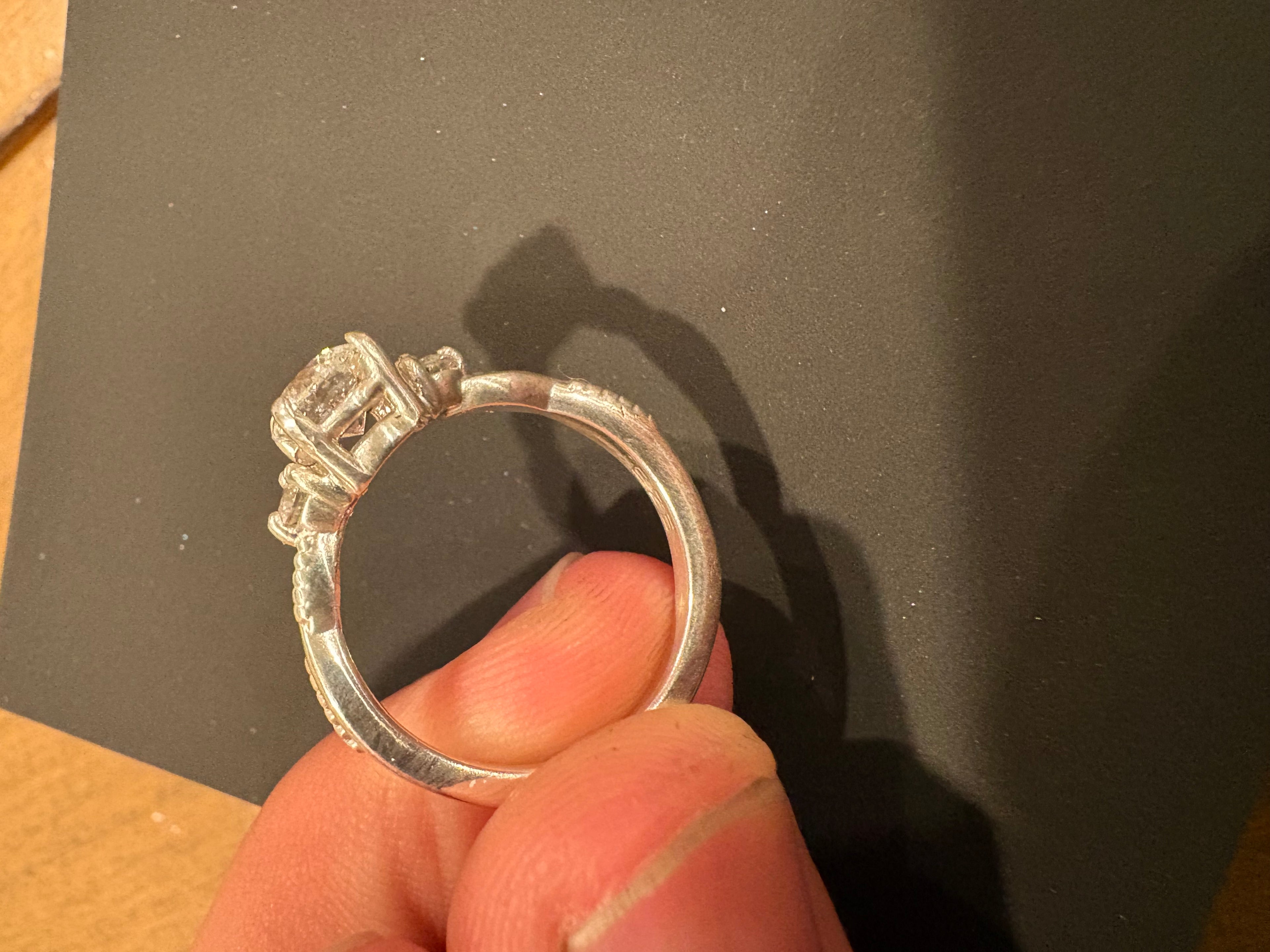 1.1ct IGI Certified Portuguese Cut Diamond Ring | 3-Stone Design in Sterling Silver