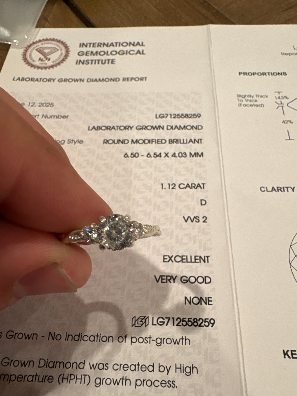 1.1ct IGI Certified Portuguese Cut Diamond Ring | 3-Stone Design in Sterling Silver