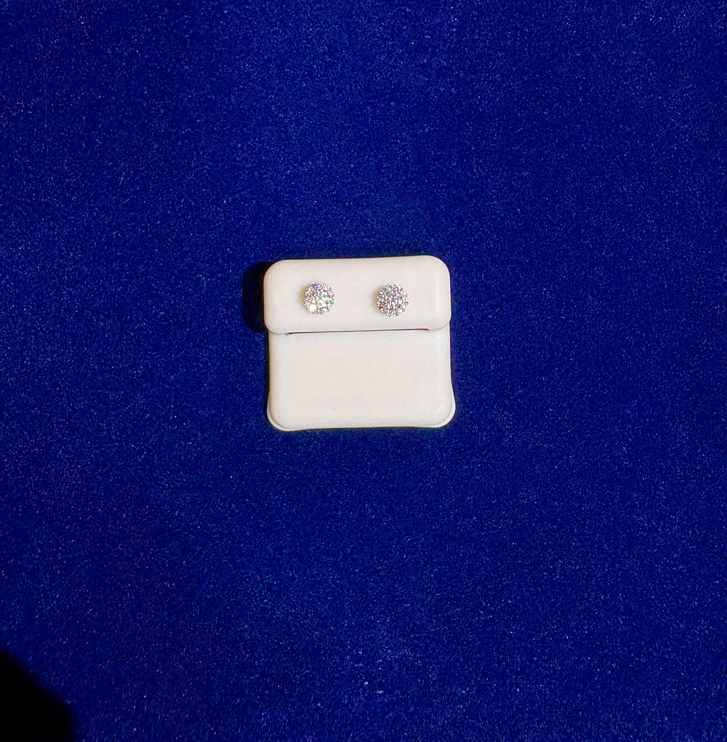 6mm Halo Moissanite Stud Earrings – 925 Sterling Silver | 0.8 CTW | Diamond Iced Look