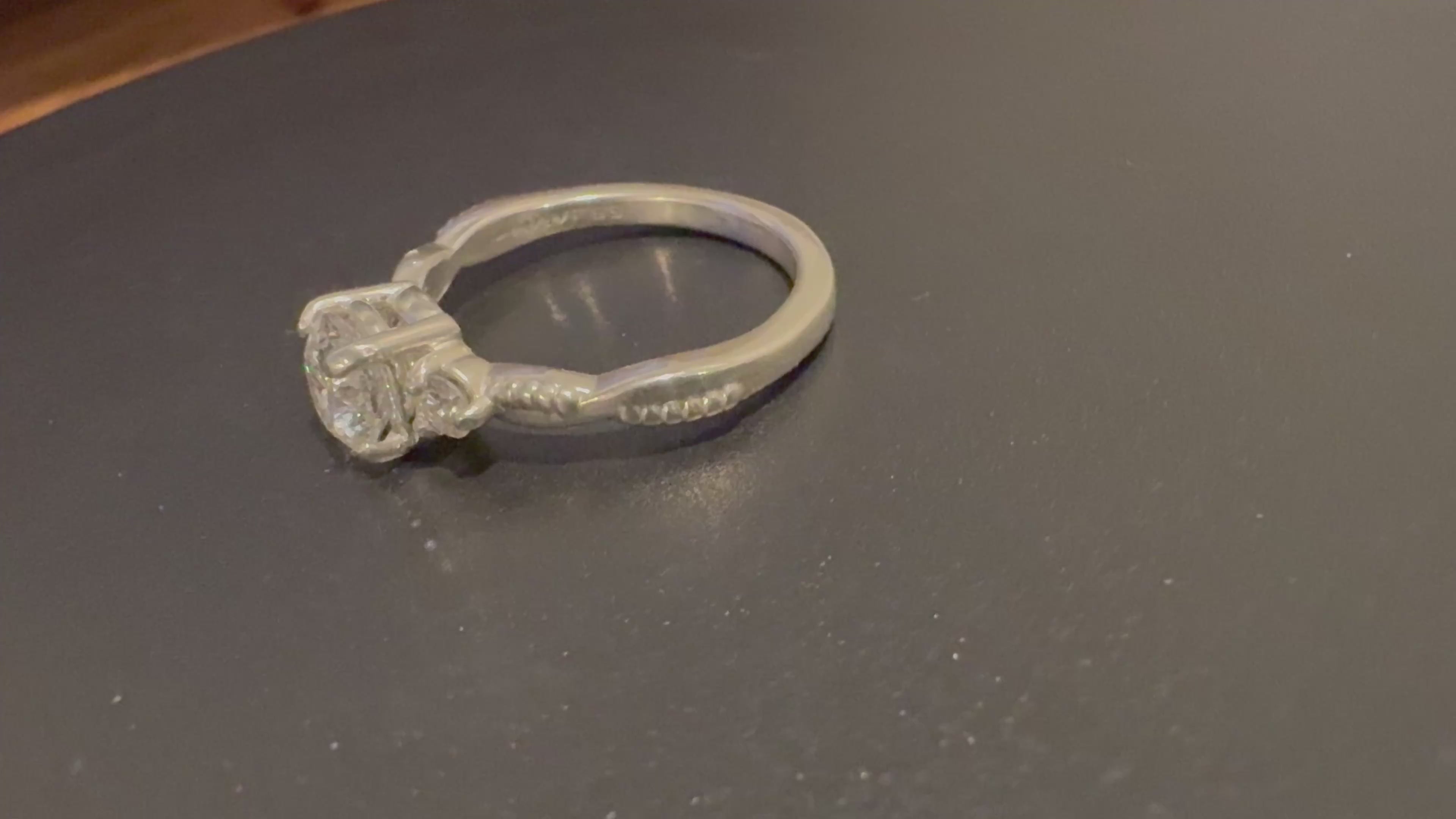 1.1ct IGI Certified Portuguese Cut Diamond Ring | 3-Stone Design in Sterling Silver